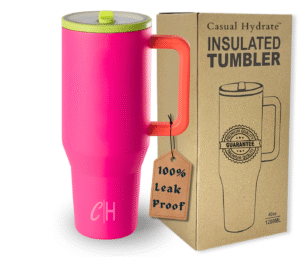 Casual Hydrate® - 1200ml Stainless Steel Hot & Cold Tumbler with Handle, 100% Leak‑Proof Flip Straw